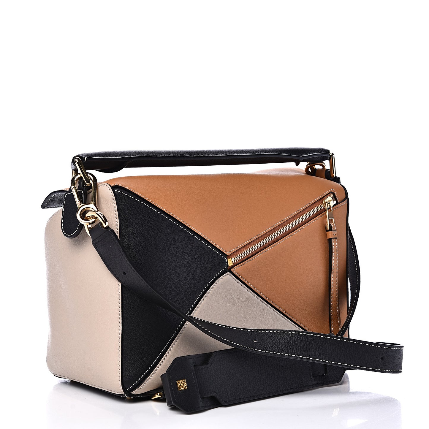 Grained Calfskin Medium Puzzle Bag Amber Light Oat