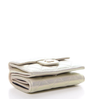 Chanel Iridescent Lambskin Quilted Double Flap Wallet Ivory 4 of 9