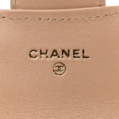 Chanel Lambskin Quilted Flap Card Holder Wallet Beige 7 of 9