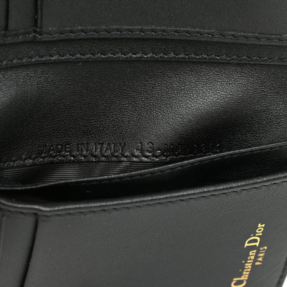 Christian Dior Grained Calfskin Supple Cannage Caro Scarlet Zipped Wallet Black 7 of 8