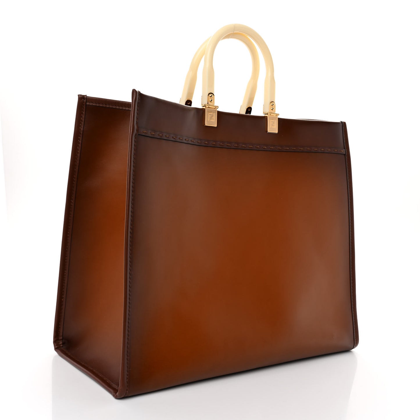 Vitello King Tamponato Large Fendi Sunshine Shopper Tote Cuoio