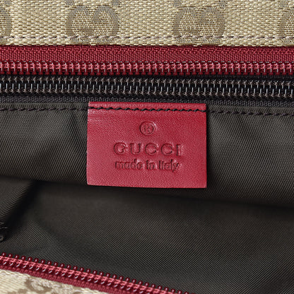 Gucci GG Monogram Medium Web Handle Bucket Tote Red White 7 of 11