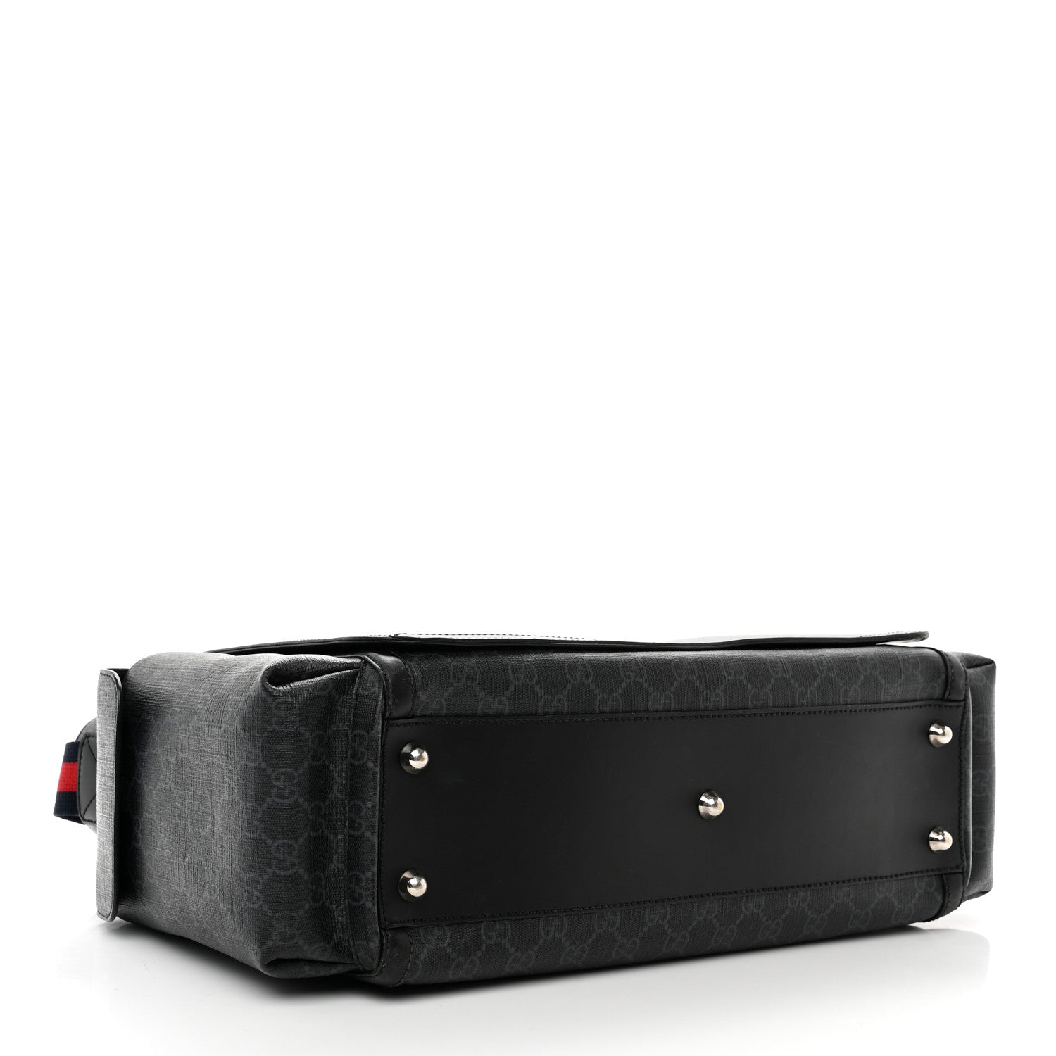 Gucci GG Supreme Monogram Web Messenger Diaper Bag Black Grey 4 of 9
