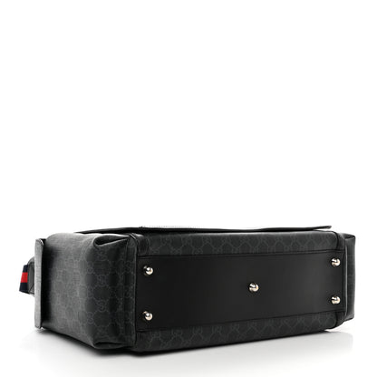 Gucci GG Supreme Monogram Web Messenger Diaper Bag Black Grey 4 of 9