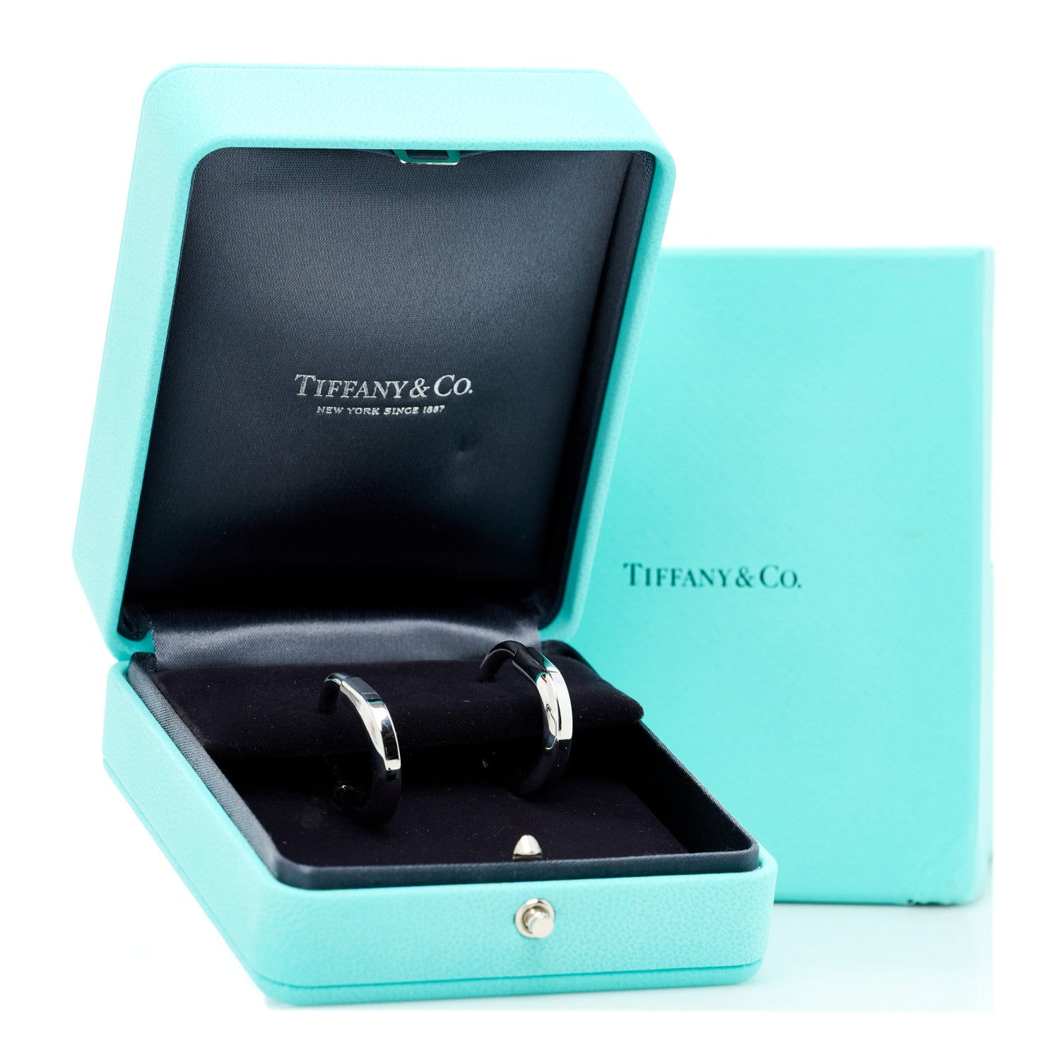 Tiffany 18K White Gold Medium Lock Earrings 7 of 7