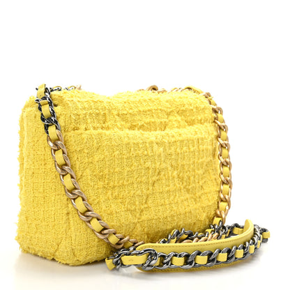 Chanel Tweed Quilted Medium Chanel 19 Flap Yellow 3 of 9
