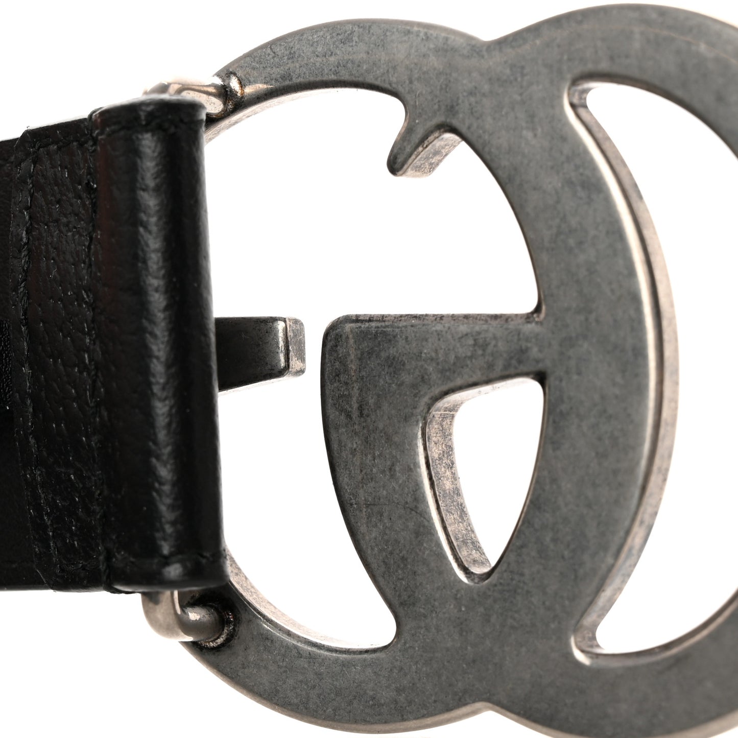 Textured Dollar Calfskin Nickel Double G 40mm Belt 100 40 Black