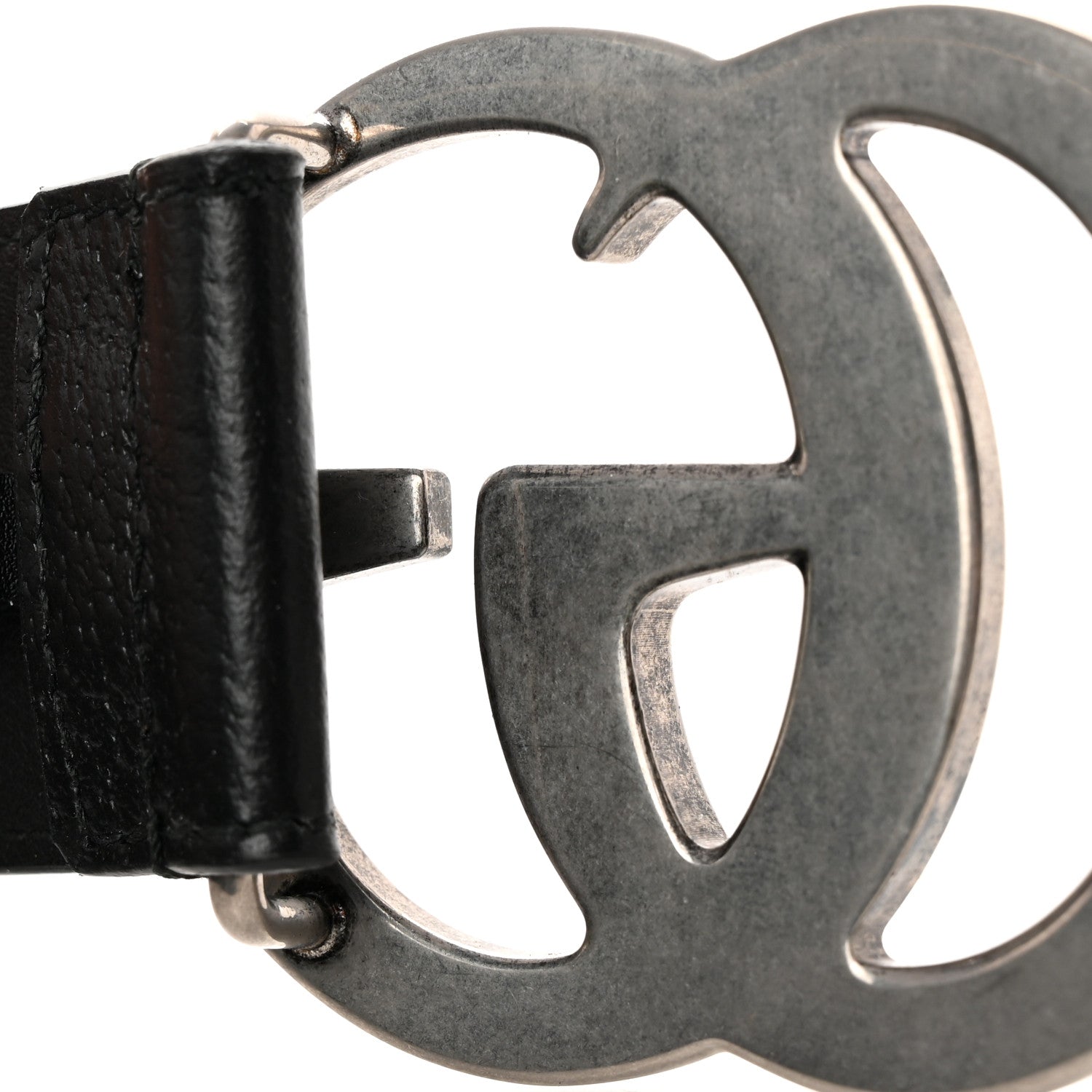 Gucci Textured Dollar Calfskin Nickel Double G 40mm Belt 100 40 Black 12 of 12