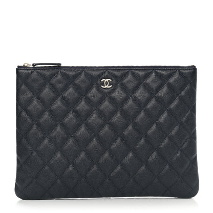 Chanel Caviar Quilted Medium Cosmetic Case Navy 1 of 8
