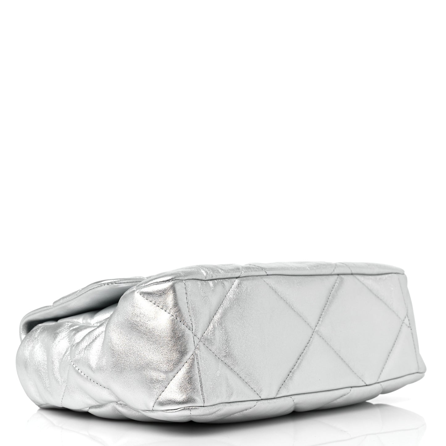 Metallic Lambskin Quilted Large Chanel 19 Flap Silver
