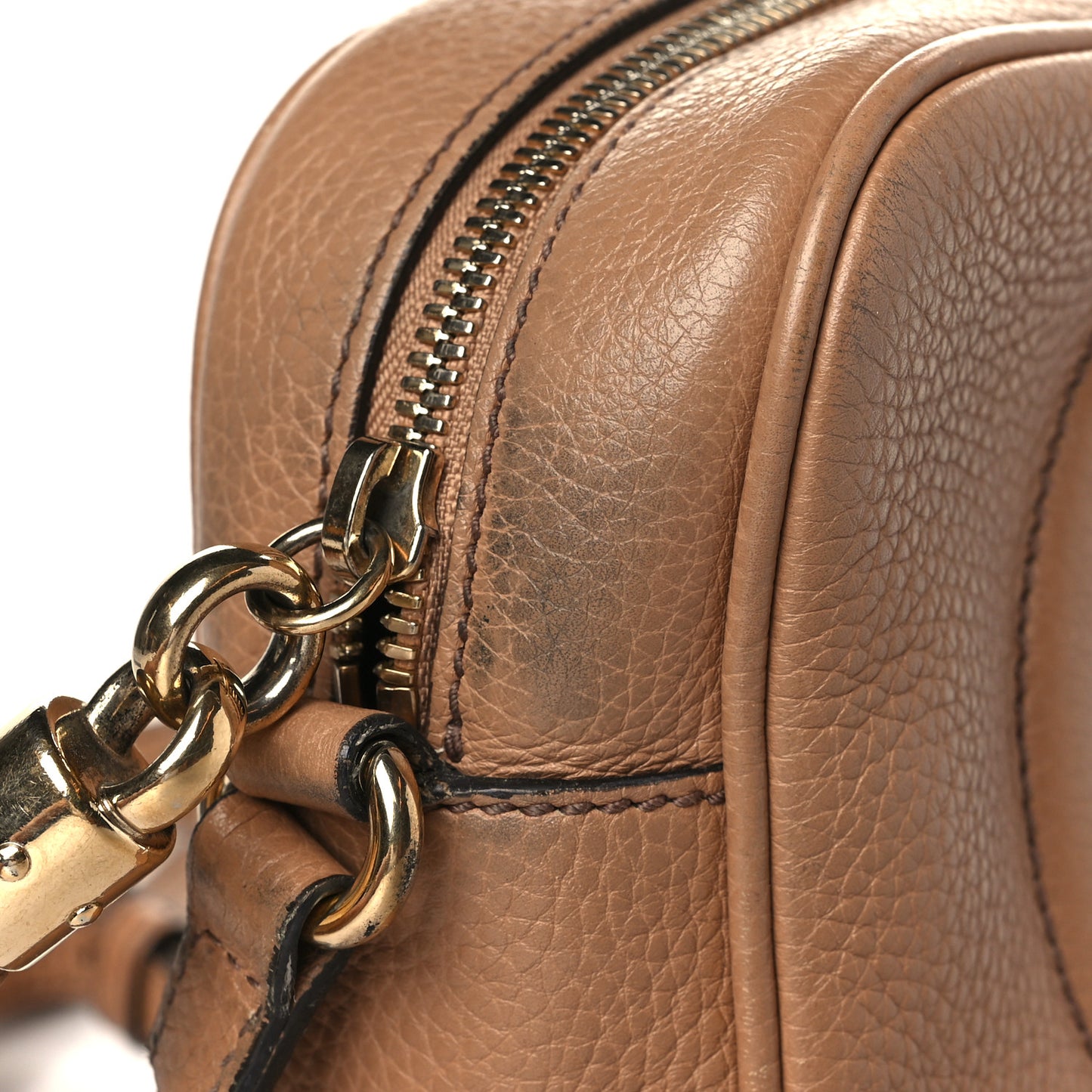 Pebbled Calfskin Small Soho Disco Bag Camelia