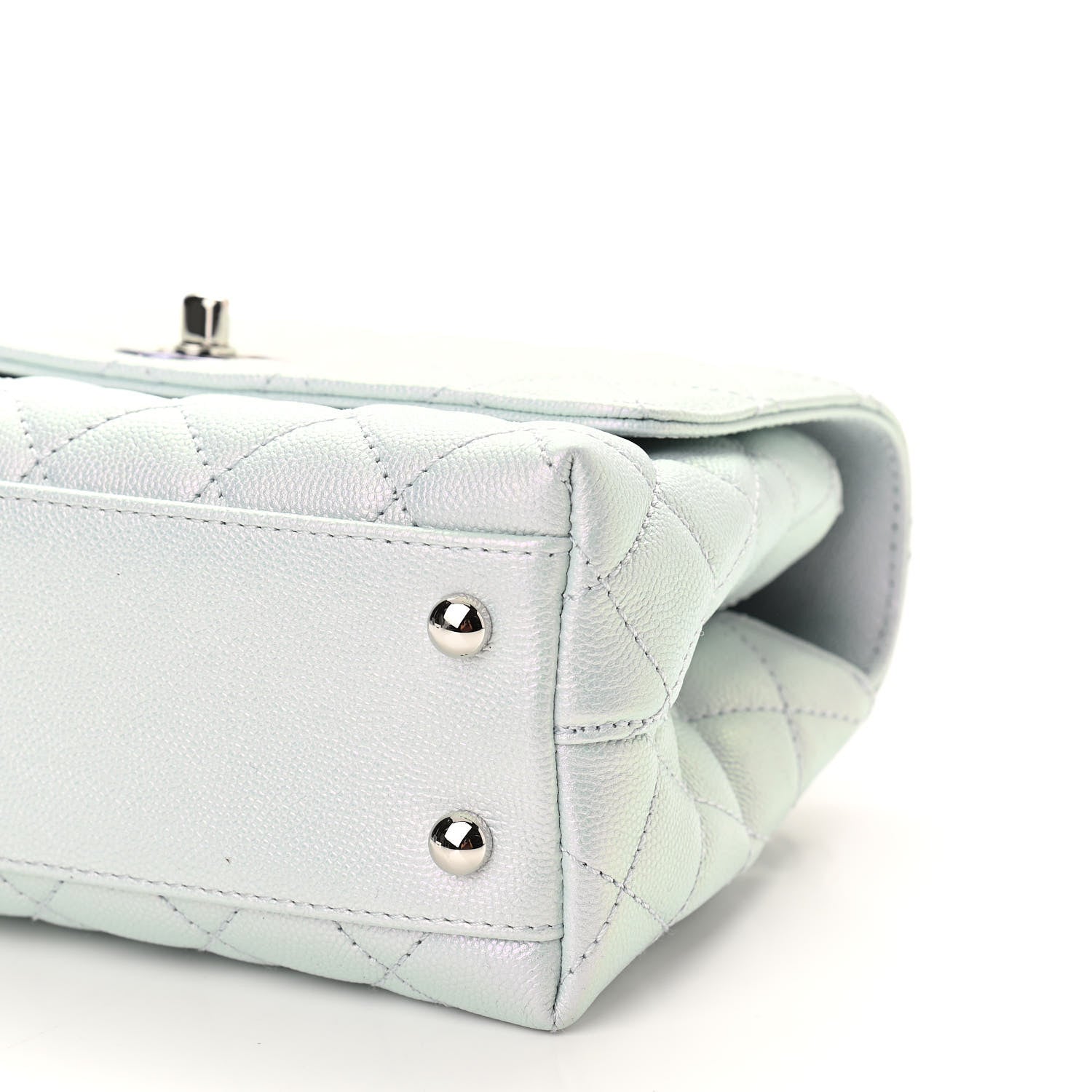 Chanel Iridescent Caviar Quilted Mini Coco Handle Flap Light Blue 10 of 10