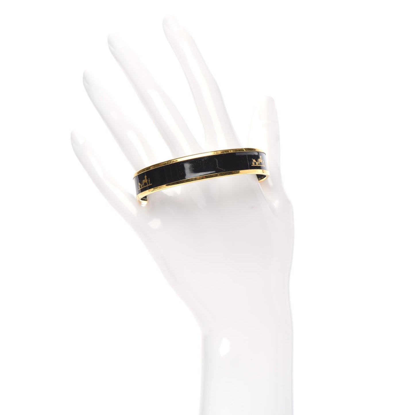 Enamel Printed Caleche Narrow Bracelet 70 Black