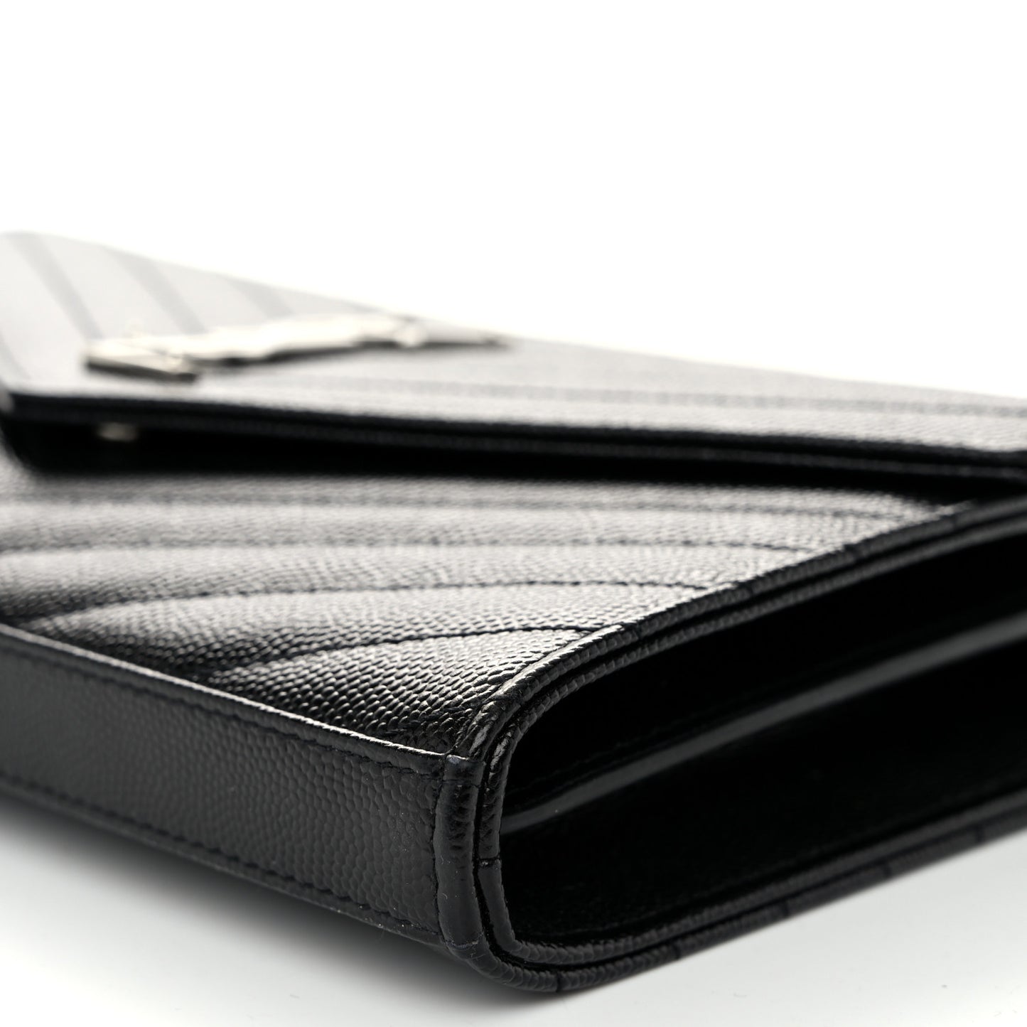 Grain De Poudre Matelasse Chevron Monogram Chain Wallet Black