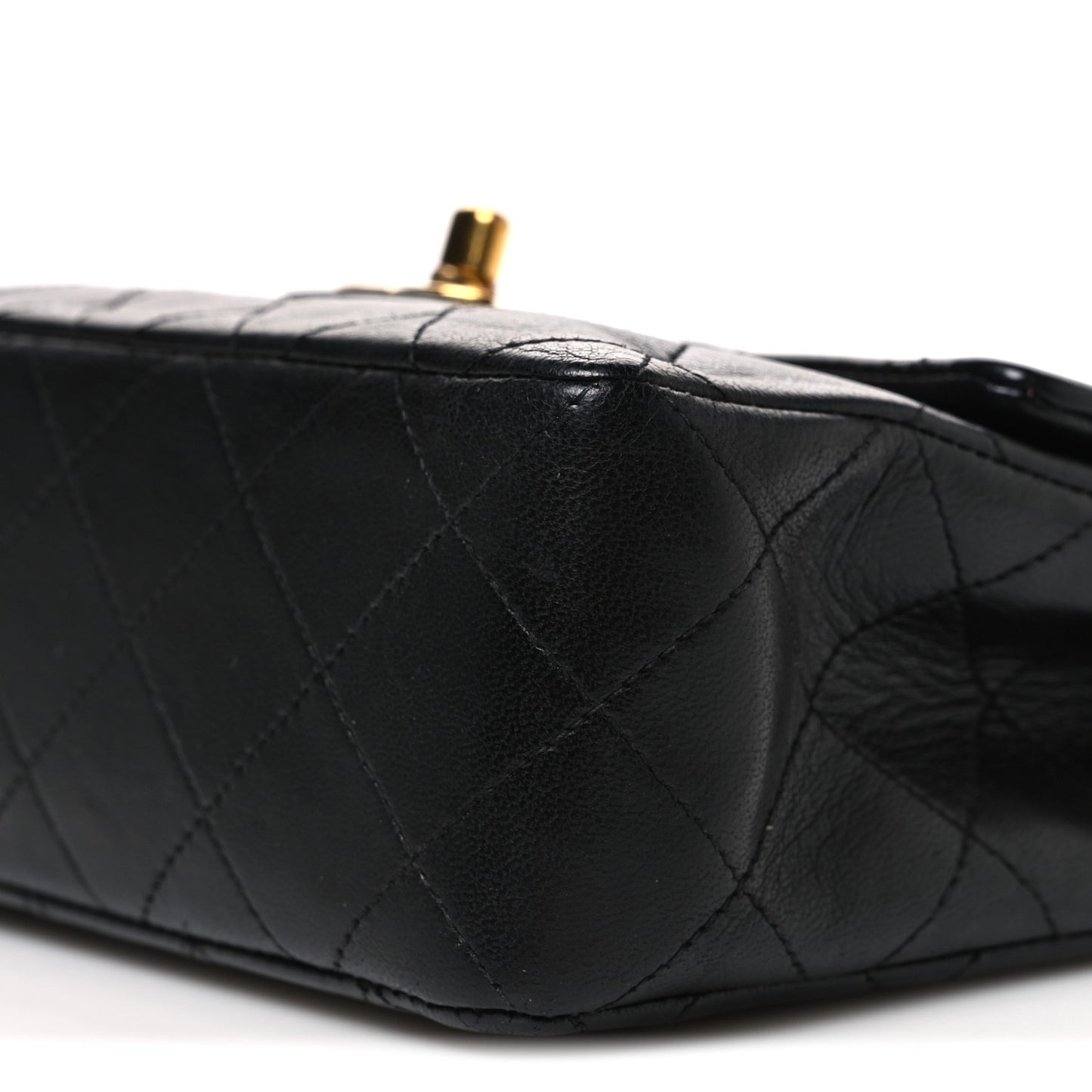 Lambskin Quilted Mini Square Flap Bag Black