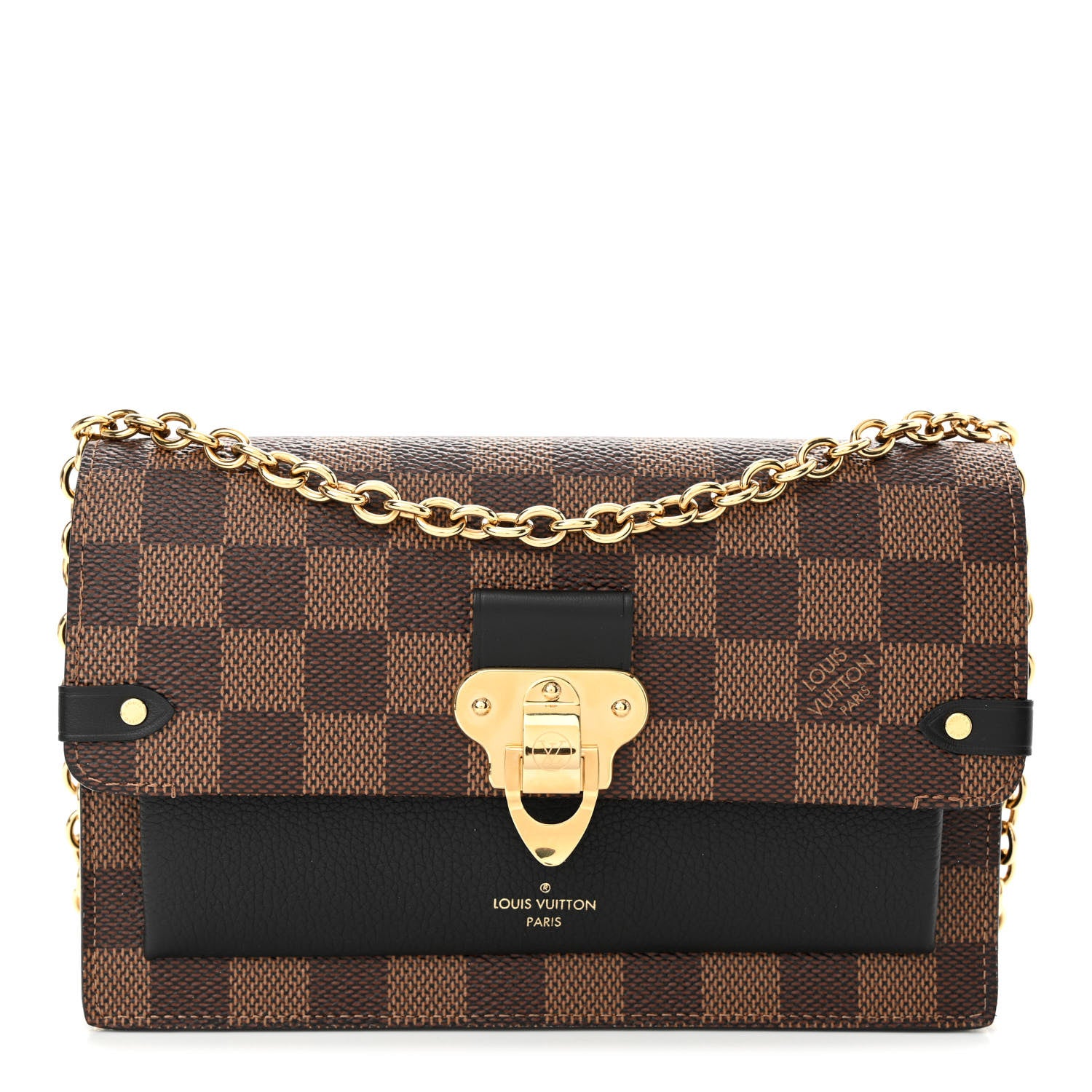 Louis Vuitton Damier Ebene Vavin Chain Wallet Black 1 of 12