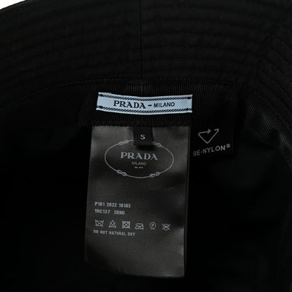 Prada Re-Nylon Metal Triangle Logo Womens Bucket Hat S Black 7 of 9