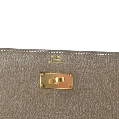 Hermes Chevre Mysore Medium Kelly Wallet Etoupe 6 of 9