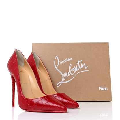 Christian Louboutin Calfskin Alligator Embossed So Kate 120 Pumps 38.5 Loubi 8 of 8