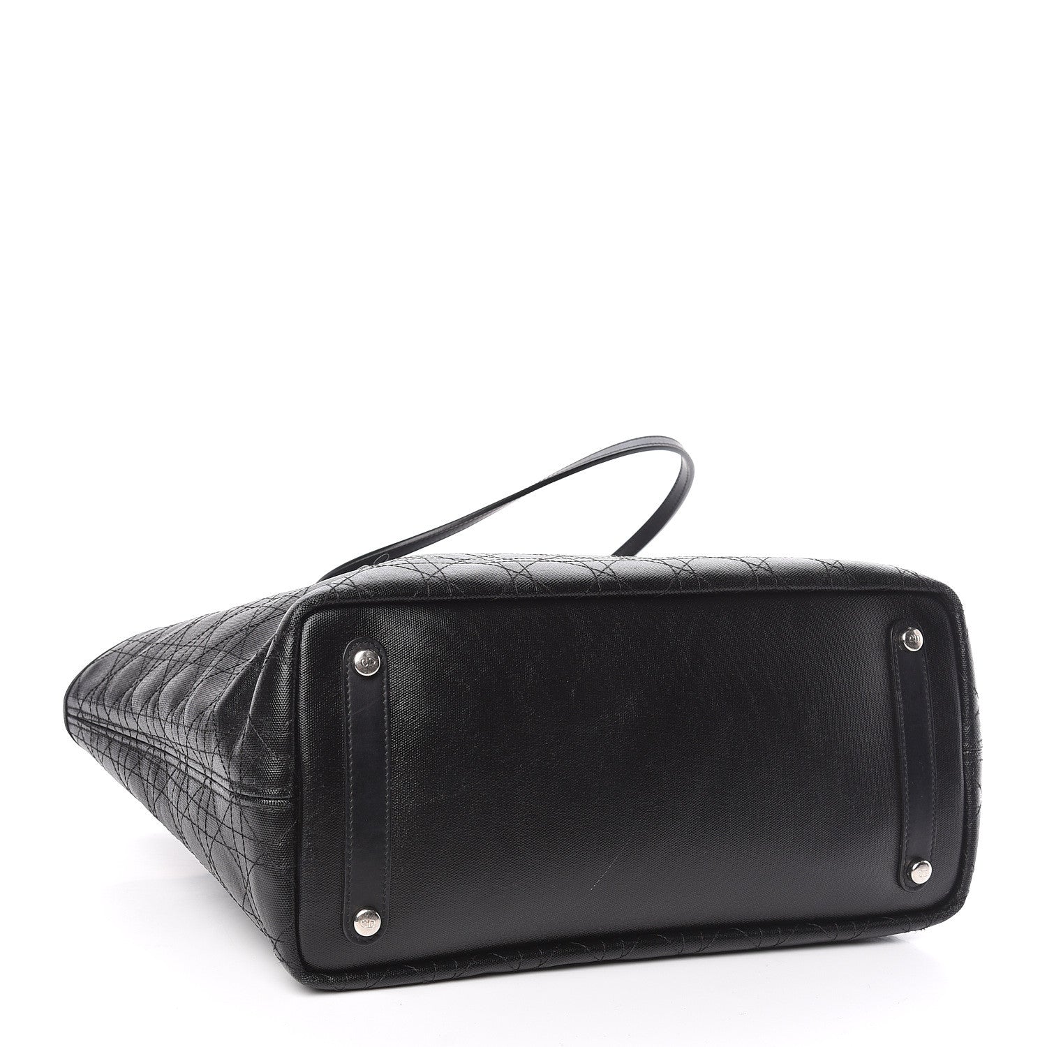Christian Dior Coated Canvas Cannage Panarea Shopping Tote Black 4 of 13