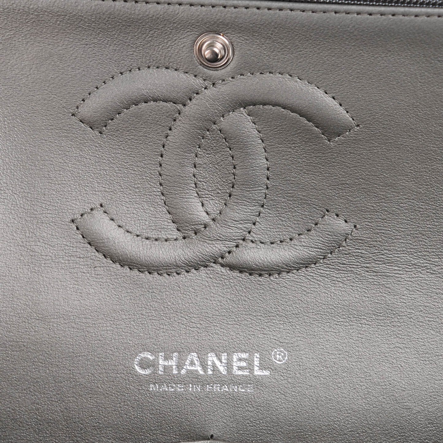 Calfskin Metallic Pixel Effect Medium Double Flap Silver
