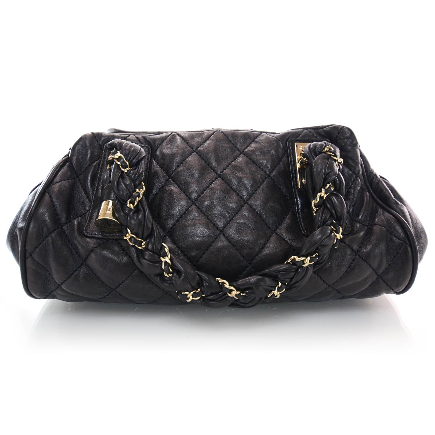 Chanel Distressed Lambskin Lady Braid Bowler Black 3 of 10