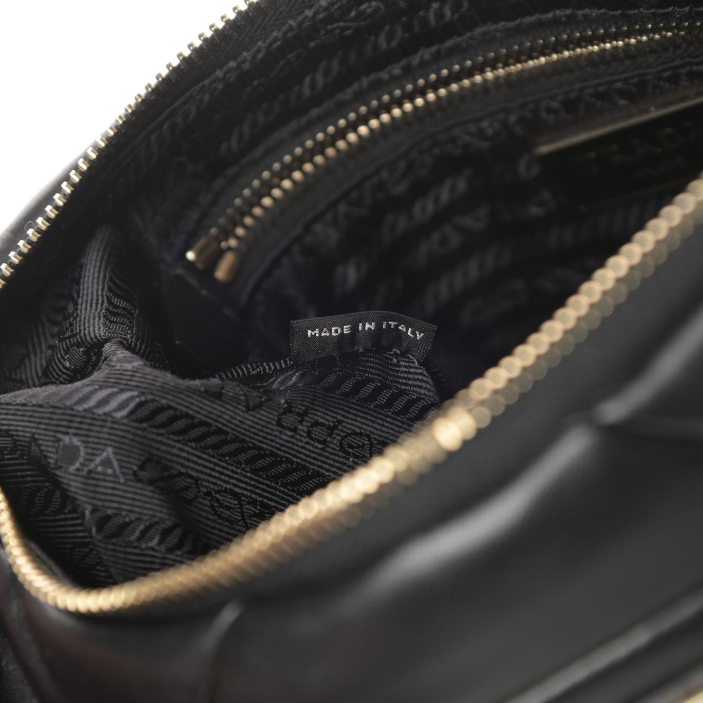 Nappa Re-Nylon Triangle Quilted Patchwork System Shoulder Bag Black
