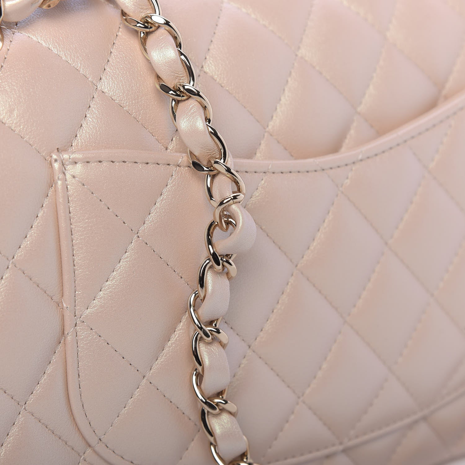 Chanel Iridescent Calfskin Quilted Medium Double Flap Beige 11 of 12