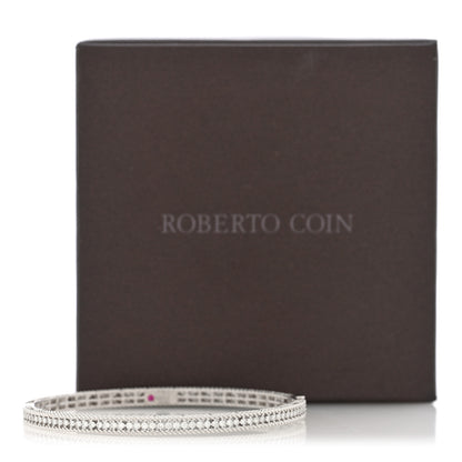 Roberto Coin 18K White Gold Diamond Symphony Princess Oval Bangle Bracelet 4 of 4