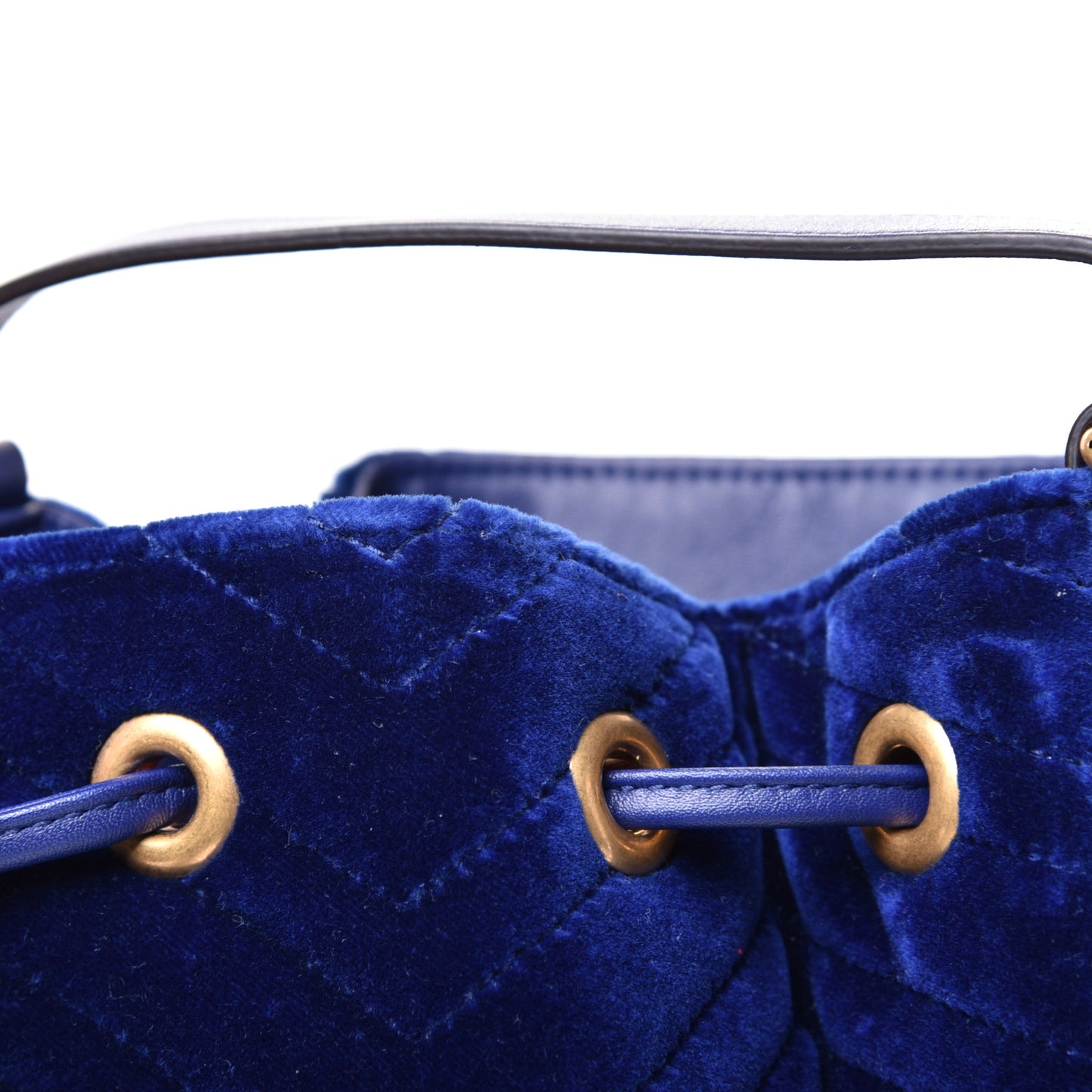 Velvet Matelasse GG Marmont Bucket Bag Cobalt Blue