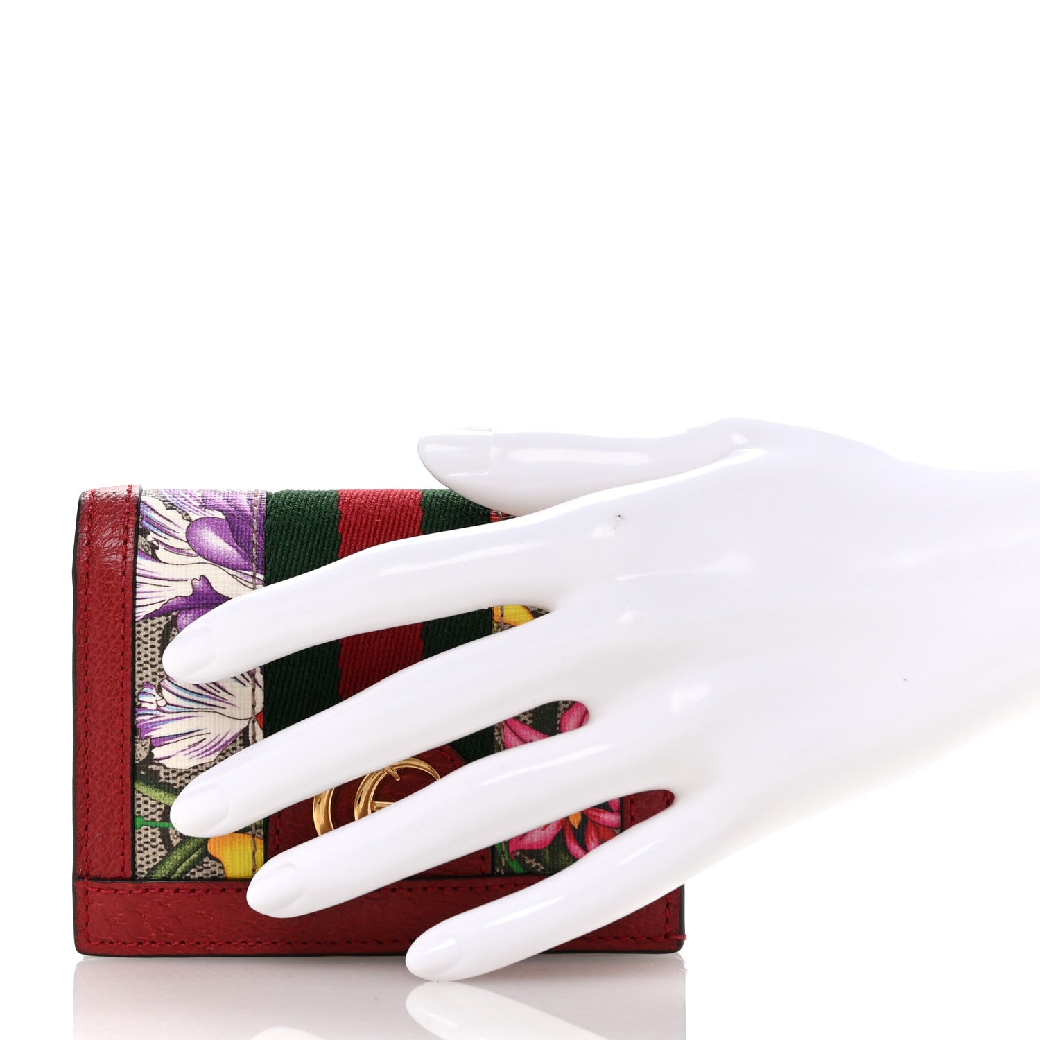 Gucci GG Supreme Monogram Flora Web Ophidia Card Case Red 2 of 9