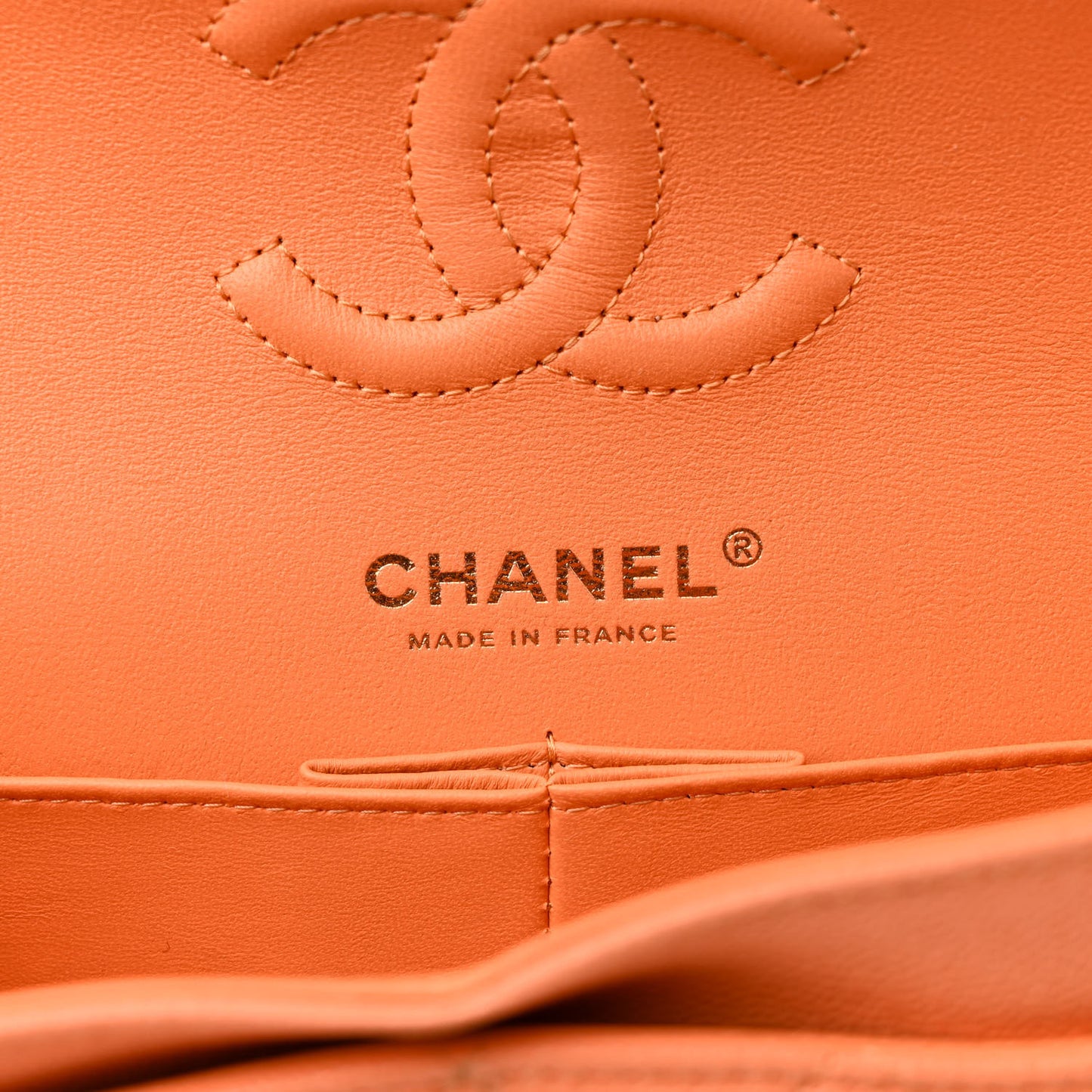 Caviar Quilted Rainbow CC Small Double Flap Orange