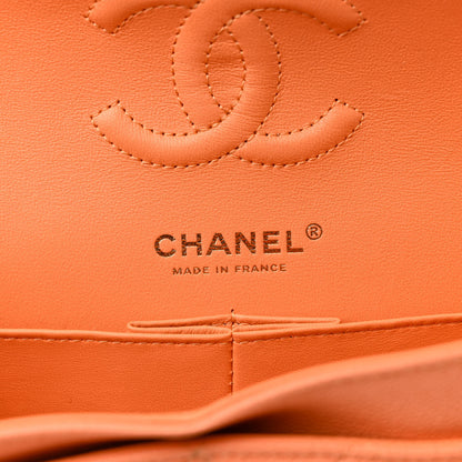 Chanel Caviar Quilted Rainbow CC Small Double Flap Orange 6 of 13