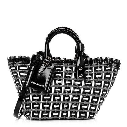 Balenciaga Patent XS Bistro Basket Black White 1 of 10