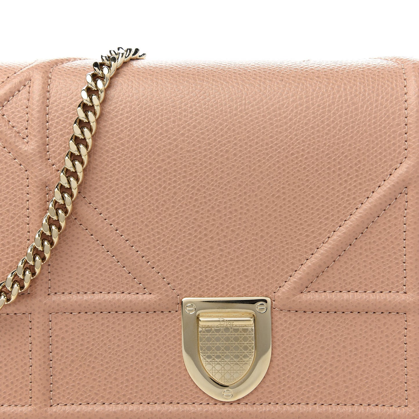 Grained Calfskin Diorama Wallet on Chain Pouch Nude