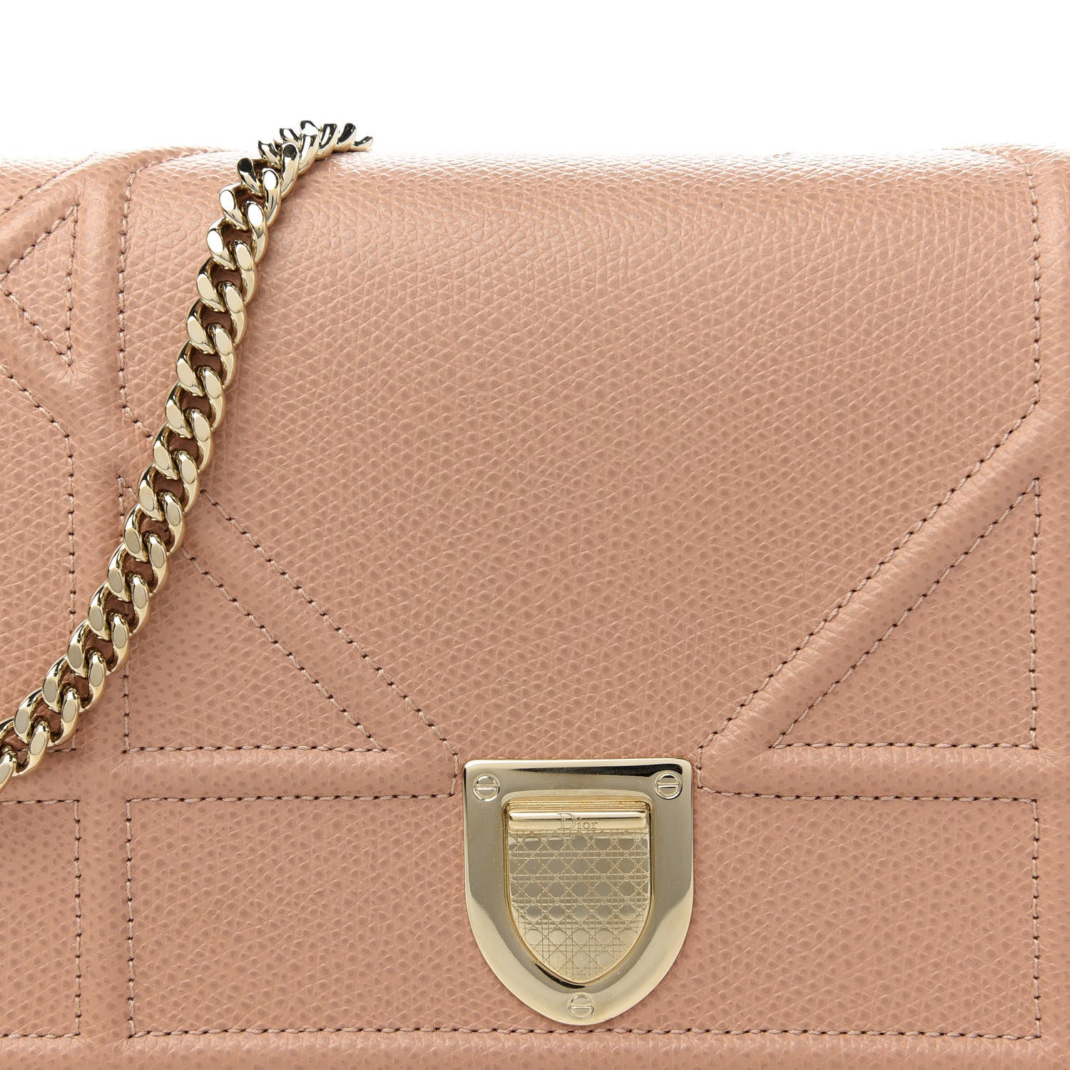 Christian Dior Grained Calfskin Diorama Wallet on Chain Pouch Nude 10 of 10