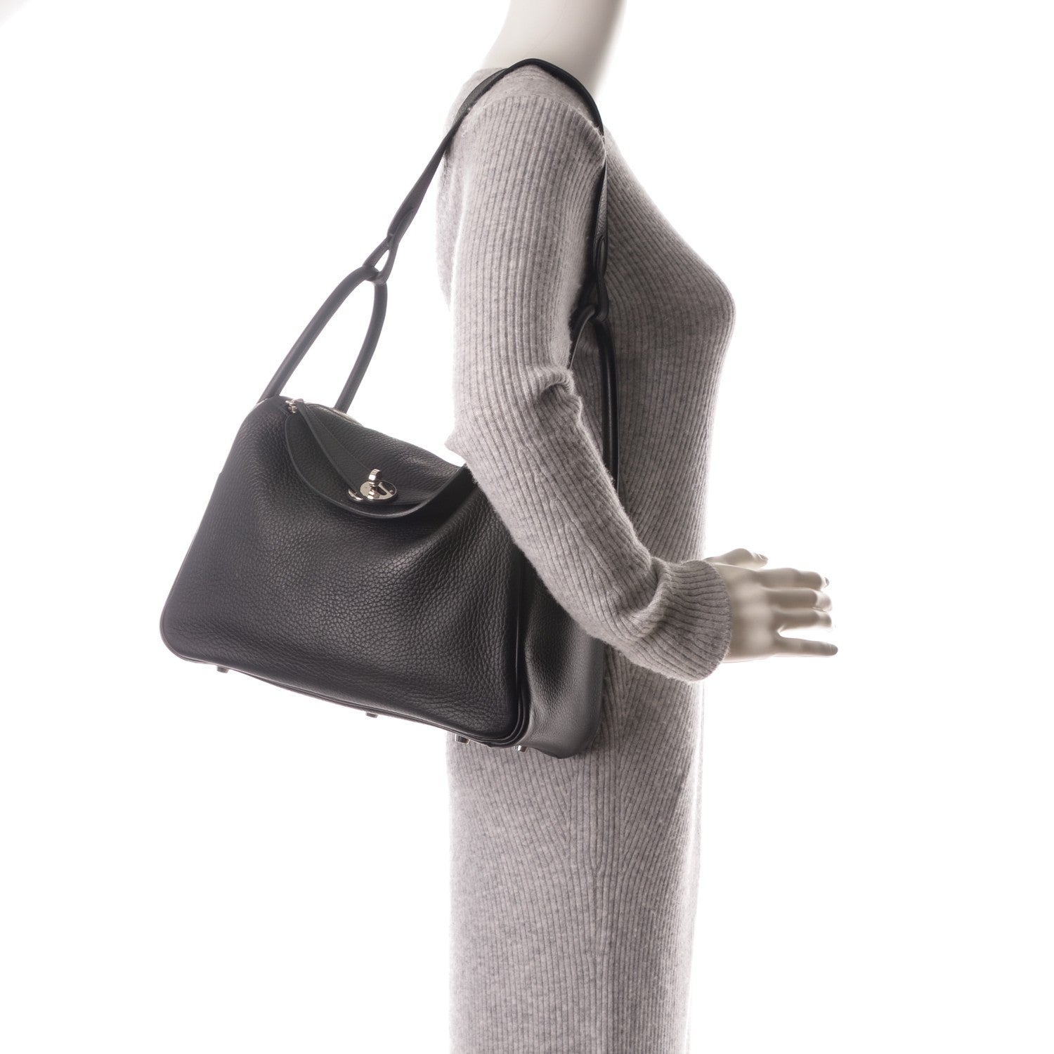 Hermes Taurillon Clemence Lindy 30 Black 2 of 22