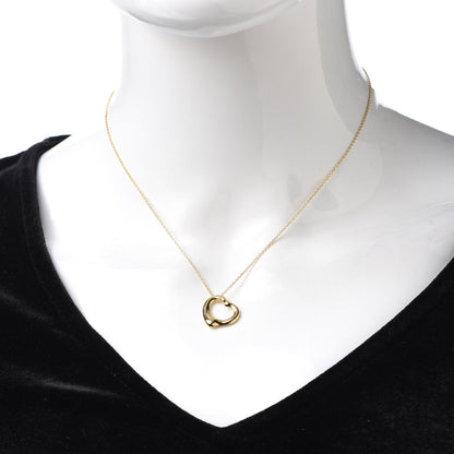 Tiffany 18K Yellow Gold 16mm Elsa Peretti Open Heart Pendant Necklace 2 of 6