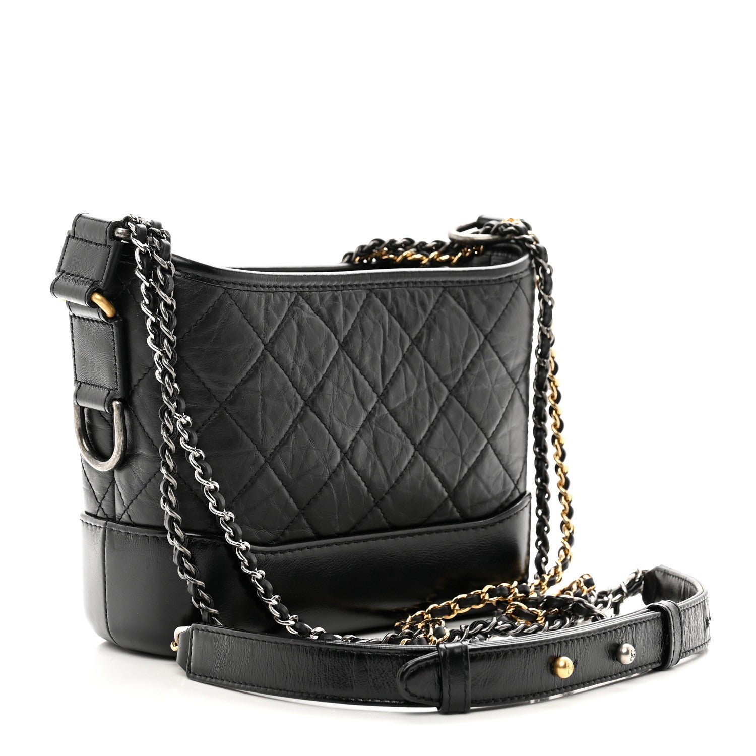Chanel Aged Calfskin Quilted Small Gabrielle Hobo Black 3 of 13
