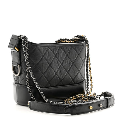Chanel Aged Calfskin Quilted Small Gabrielle Hobo Black 3 of 13
