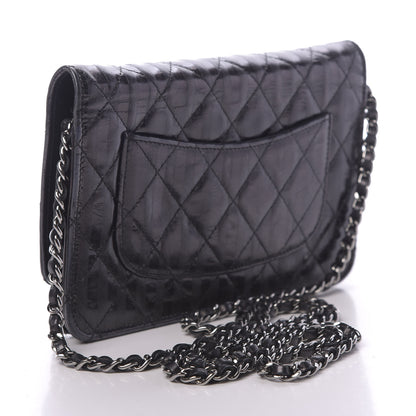Chanel Aged Calfskin Striped Reissue Wallet On Chain WOC Black 2 of 12