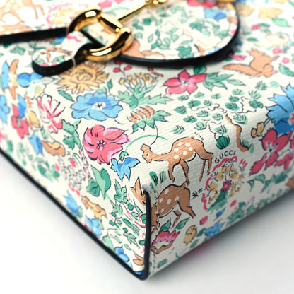 Gucci X LIBERTY OF LONDON Textured Calfskin Floral Fawn Print Mini Horsebit 1955 Crossbody Bag Multicolor Ivory 9 of 10