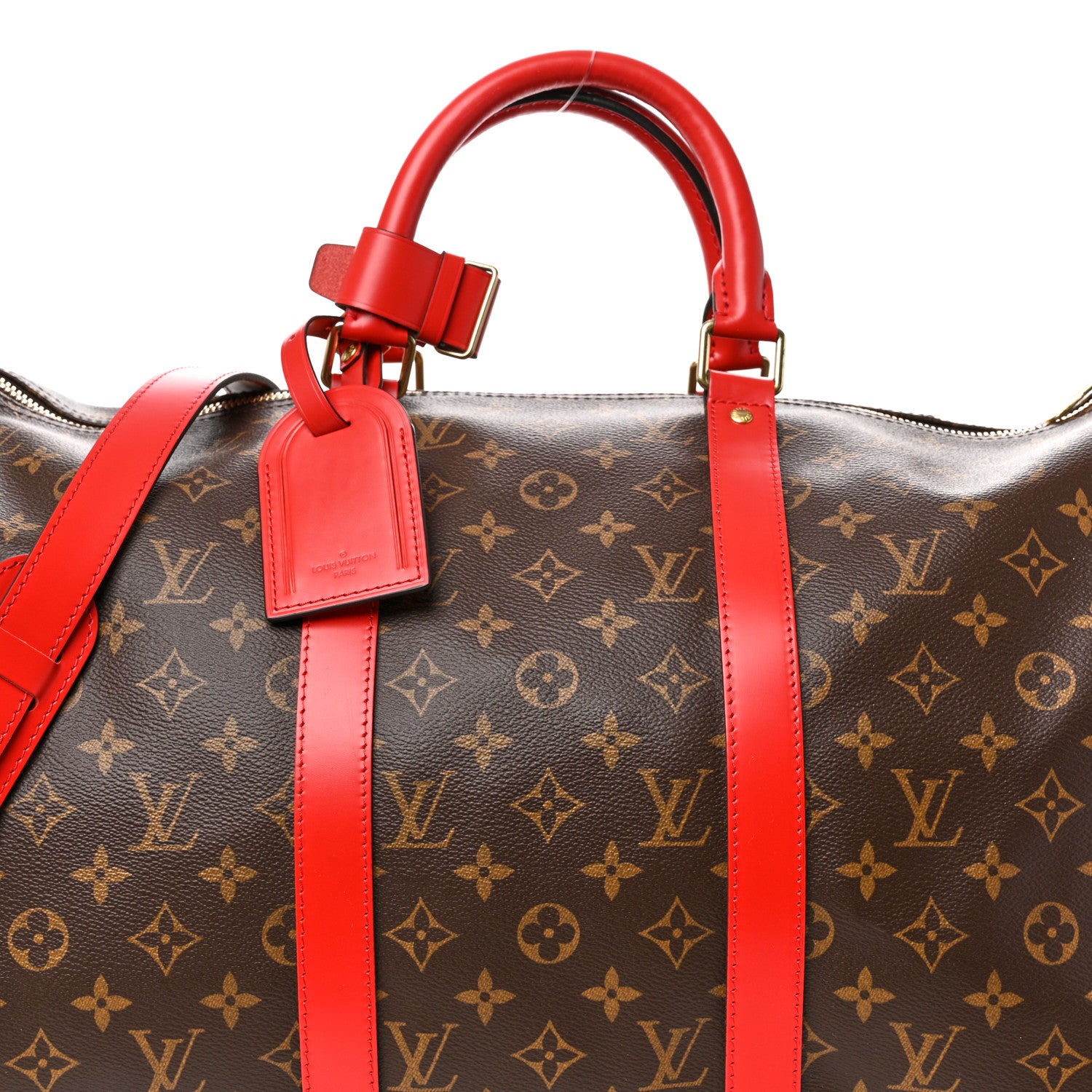 Louis Vuitton Calfskin Monogram Keepall Bandouliere 50 Coquelicot 7 of 9