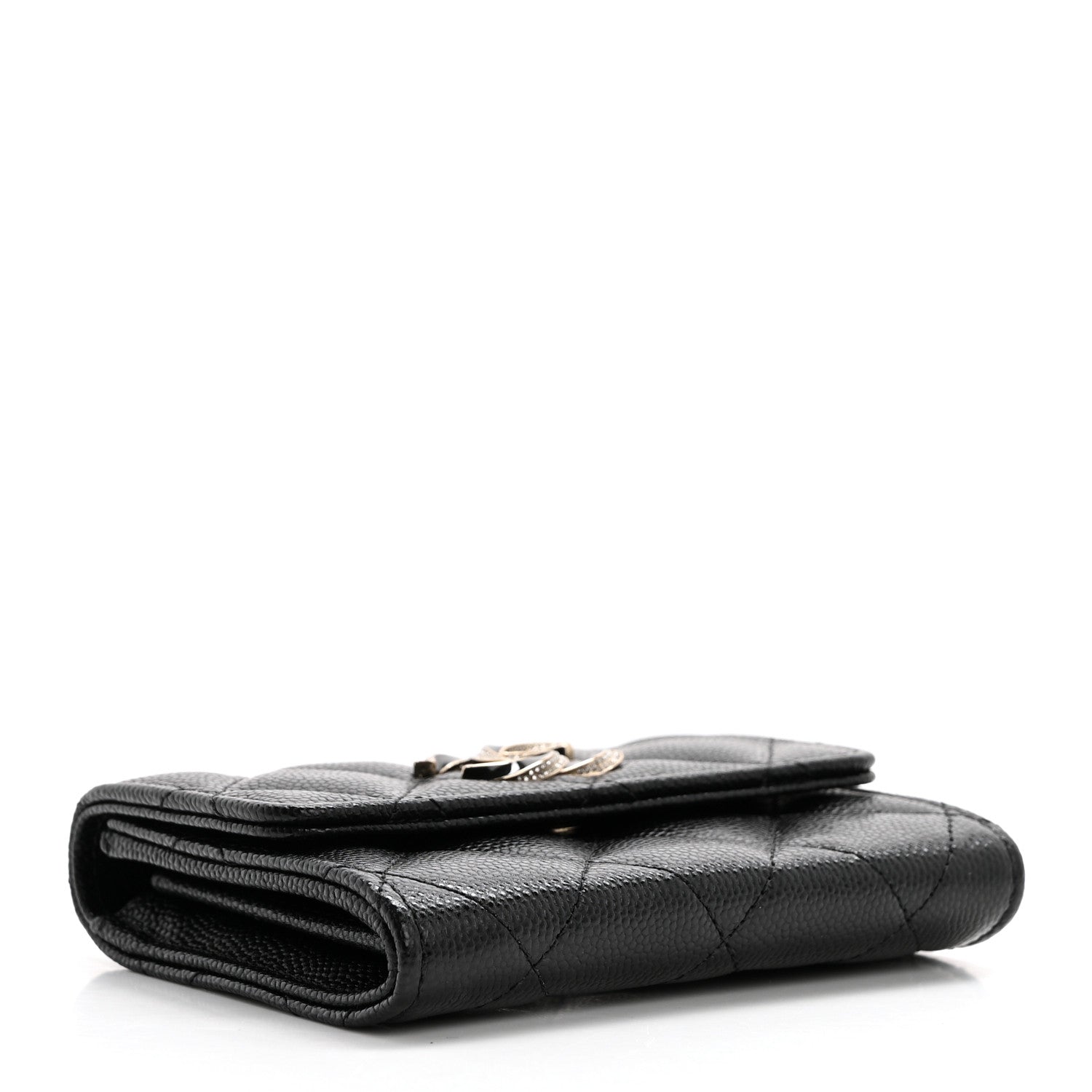 Chanel Caviar Quilted Crystal Enamel CC Flap Card Holder Black 4 of 9