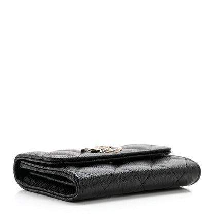Chanel Caviar Quilted Crystal Enamel CC Flap Card Holder Black 4 of 9