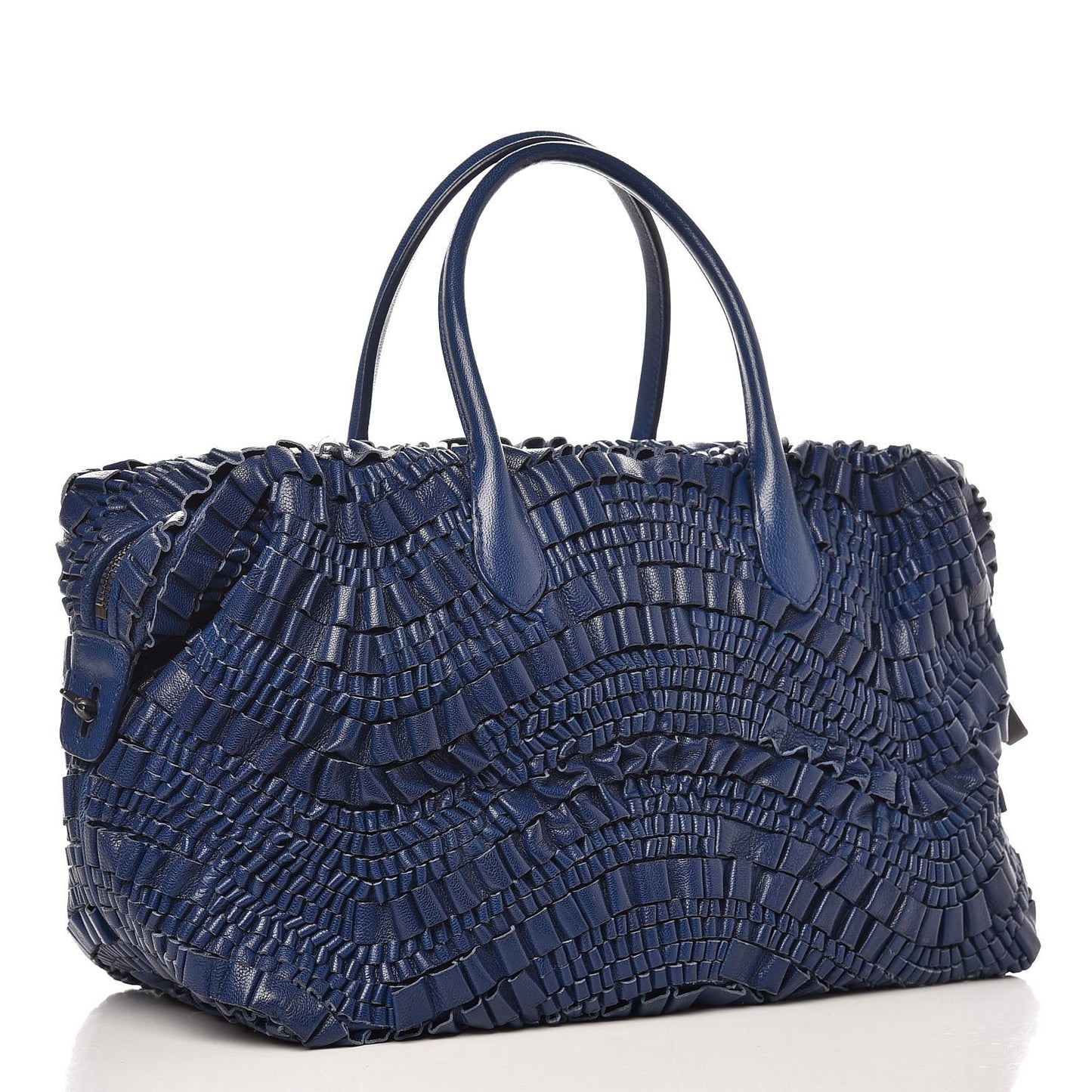 Goatskin Gorgiera Ruffle Boston Cobalt