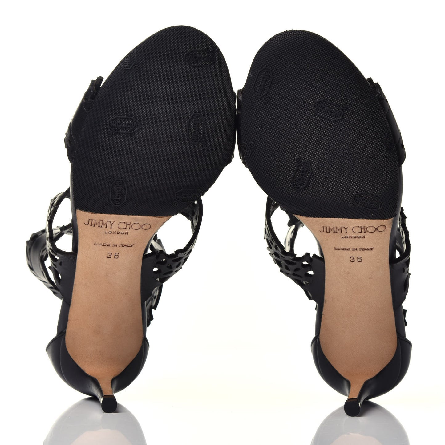 Calfskin Laser Cut Cage Booties 36 Black