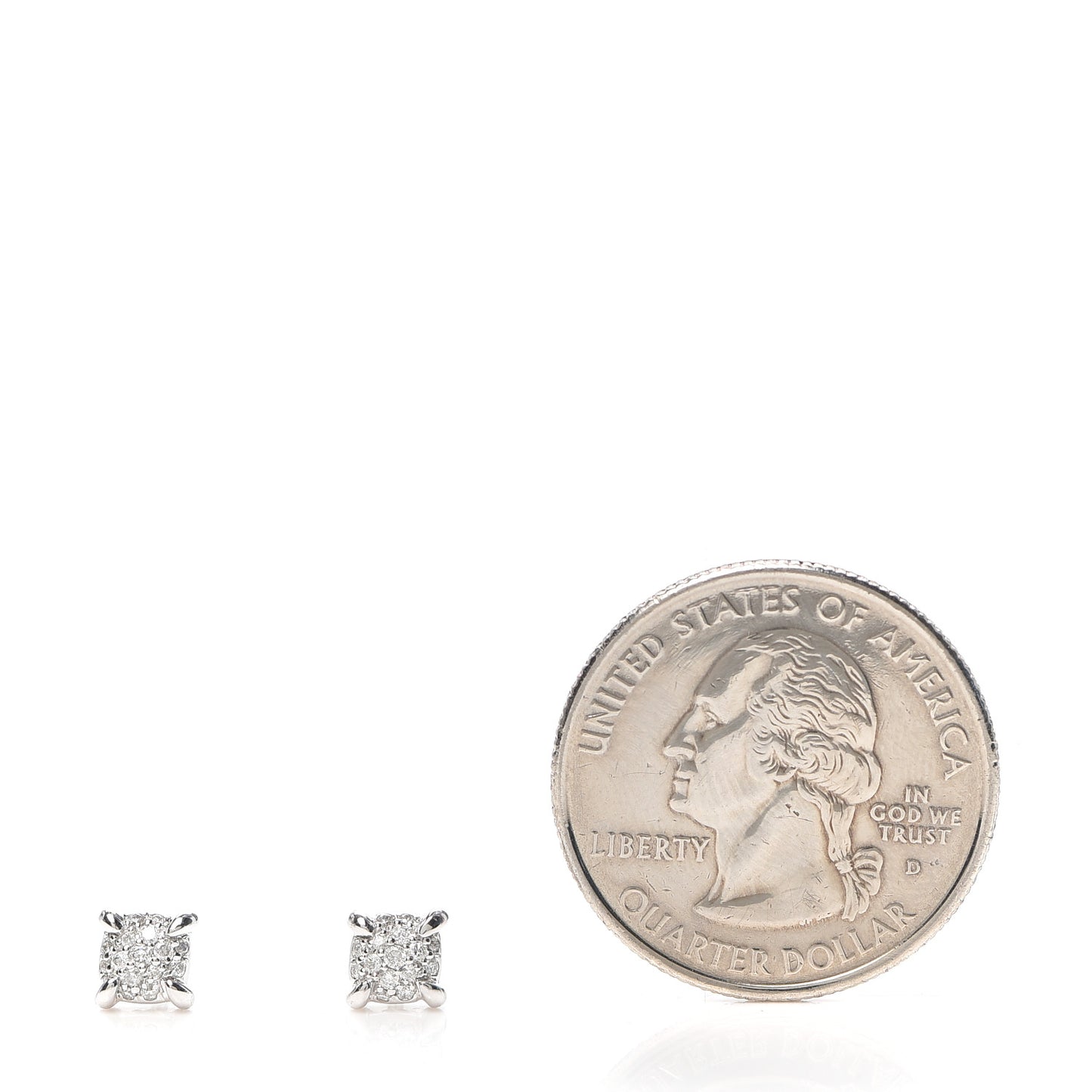 18K White Gold Diamond 5mm Chatelaine Stud Earrings