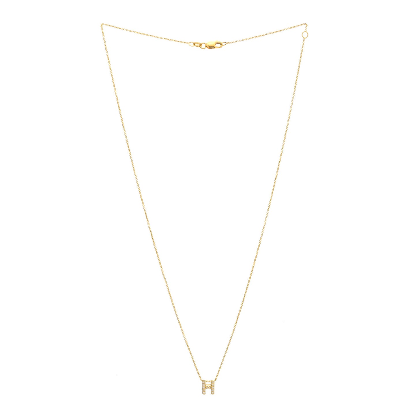 18K Yellow Gold Diamond Love Letter H Pendant Necklace