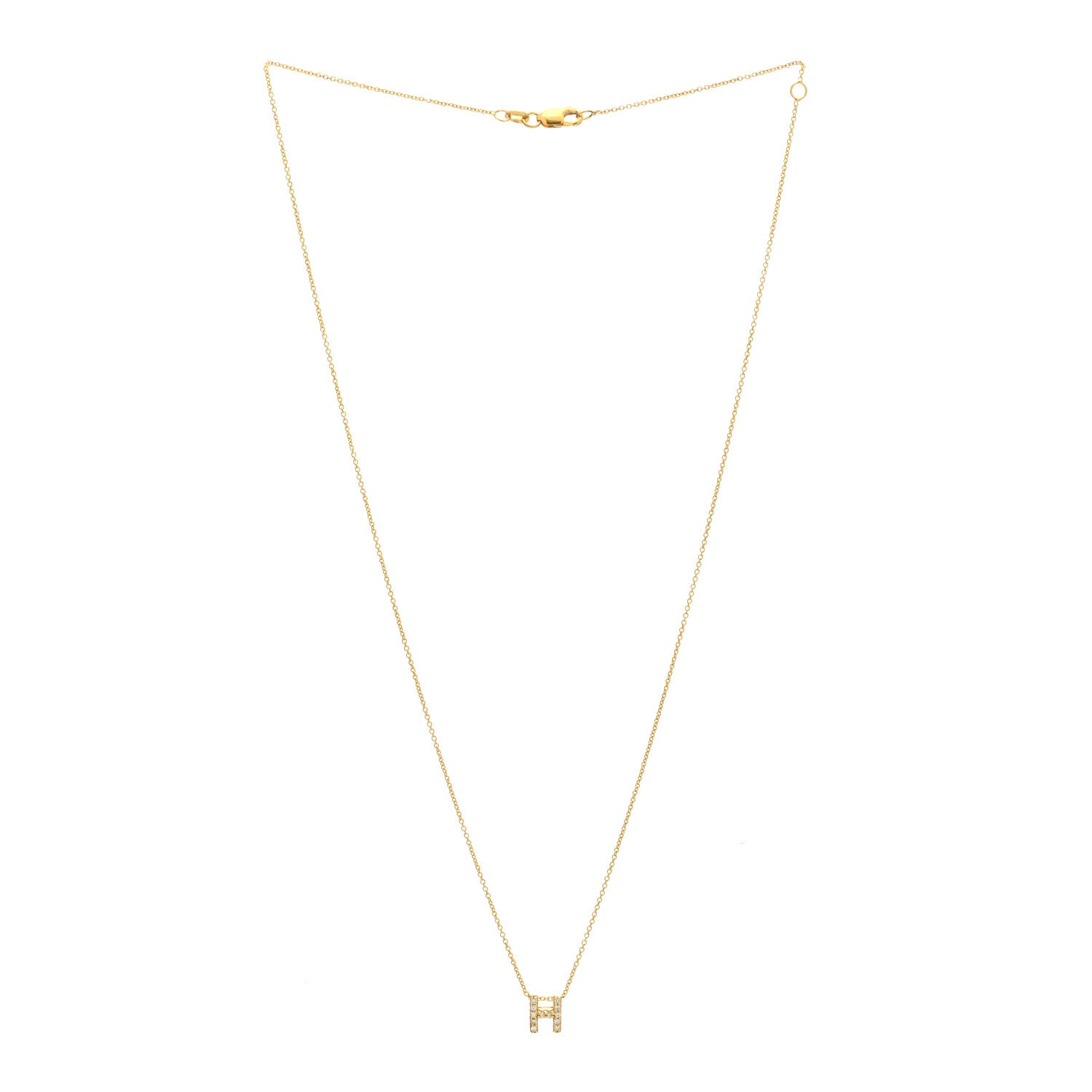 Roberto Coin 18K Yellow Gold Diamond Love Letter H Pendant Necklace 3 of 5